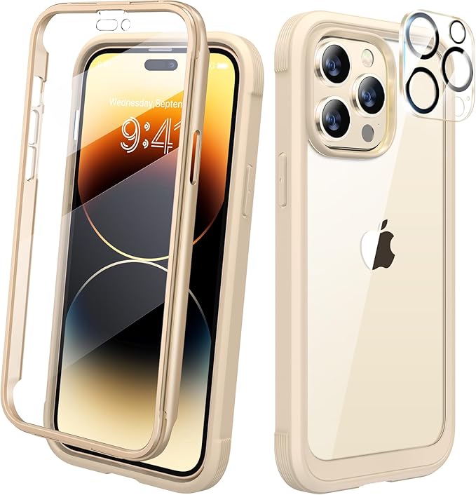 Diaclara Magnetic for iPhone 14 Pro Max Case, Full Body Rugged Case with Built-in Touch Sensitive Anti-Scratch Screen Protector, with Camera Lens Protector for iPhone 14 Pro Max 6.7" (Bean Yellow)