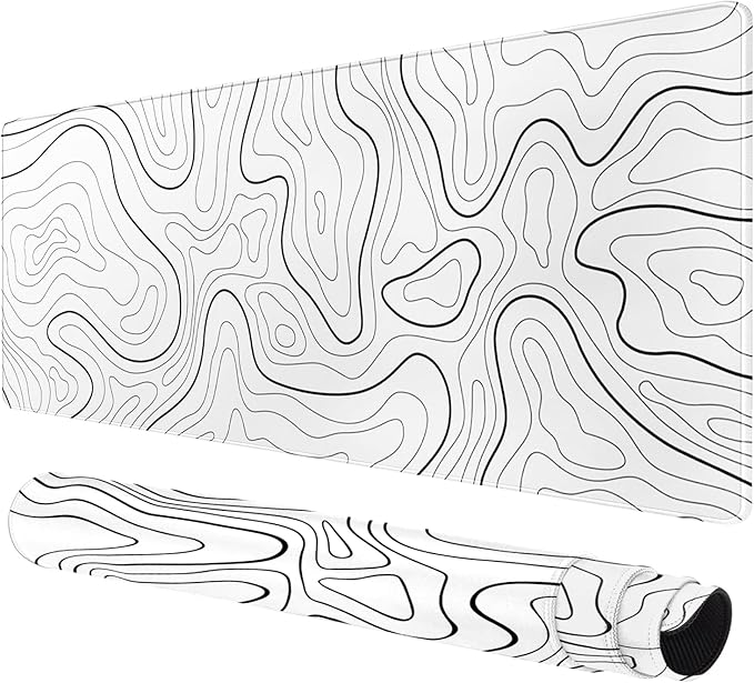 Rcege Large Mouse Pad for Desk - Gaming Mouse Pad with Stitched Edges, Anti-Slip Base for Keyboard and Mouse(White Line, 23.6L x 11.8W inches)