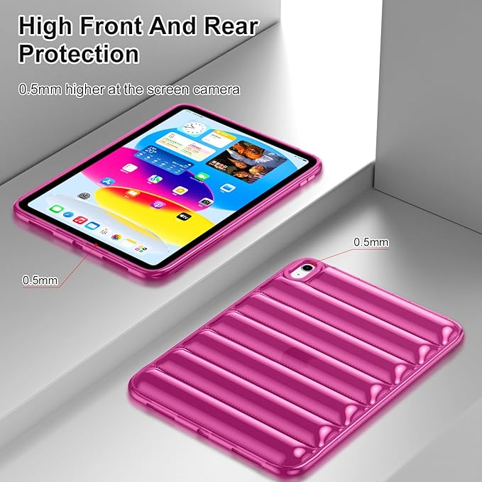 for iPad (A16) 11th Generation Case 11 inch 2025/iPad 10th Generation 10.9 inch (2022) Shockproof Soft TPU Back Cover Silicone Bumper Anti-Yellowing Lightweight Protective Clear Shell, Rose