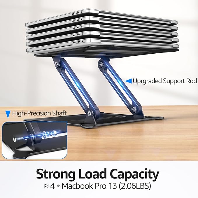 Urmust Laptop Notebook Stand Holder Adjustable Laptop Stand Portable Computer Riser Compatible with MacBook Air Pro HP Dell XPS Lenovo All Laptops 10-15.6"(Black)