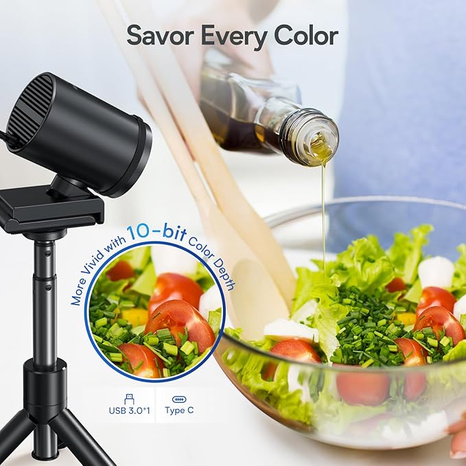 EMEET SmartCam S800 4K Webcam for Streaming, 1/2'' Sensor, Supports HDR, PDAF&TOF Dual-autofocus, 1080P@60fps, 2 Noise-Cancelling Mics, 40°-73° FOV, Perfect for Live Streaming & Online Meetings