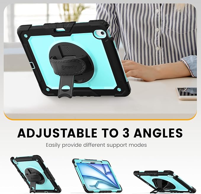 timecity for iPad Air 13 Inch Case M4 2026/ M3 2025/ M2 2024, 360° Rotating Stand, Pencil Holder & Wireless Charging, Shockproof with Screen Protector & Shoulder Strap - for Designers, Blue