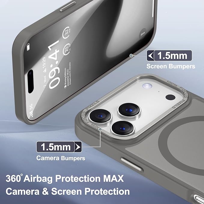 Newfuture Magnetic for iPhone 17 Pro Case [Compatible with Magsafe] [Military Grade Drop Protection] Translucent Matte Anti-Scratch Shockproof Protective Phone Cover 6.3 Inch, Titanium Gray