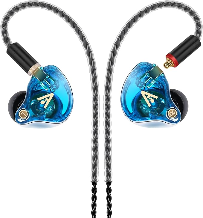 Vibes 202 Wired Earbuds - HiFi in Ear Monitor Headphones – Professional Noise Isolating Ear Buds - Clear Sound, Deep Bass & Comfort-Fit IEM Earphones - MMCX to 3.5mm, Silver Plated Cord, Carrying Case