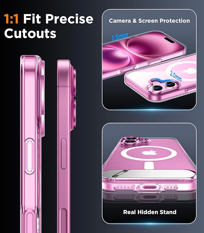 Magnetic Compatible with iPhone 16 Case, [Built-in Invisible Kickstand][Compatible with MagSafe] [Military Grade Shockproof] Slim Thin Phone Case for iPhone 16 6.1"