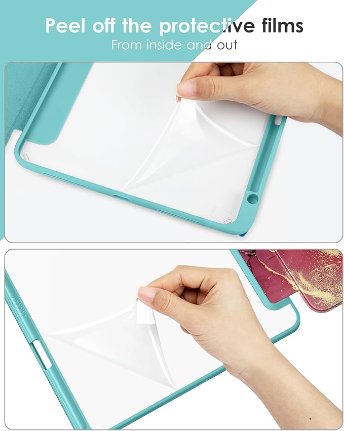 VIKESI for iPad Pro 11 Inch 4th/3rd/2nd/1st Generation Case, iPad Air 11-inch / 5th / 4th Generation Case with Clear Back,Pencil Holder,Auto Sleep/Wake,Camera Protection,Sky Marble
