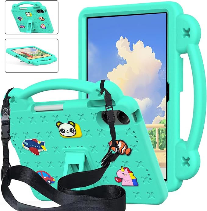 AKABEILA Compatible with Apple iPad Pro 12.9(2018/2020/2021/2022)/Air 13(2026) M4(2025) M3(2024)/Pro 13(2025) M5(2024) Tablet Case, Cases with Shoulder Strap & Stand Handle & Pen Tray Mint Green