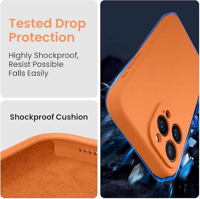 FireNova Designed for iPhone 16 Pro Case, Silicone Upgraded [Camera Protection] Phone Case, Soft Anti-Scratch Microfiber Lining Inside, 2024, Kumquat
