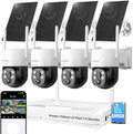 xmartO Solar Camera Outdoor Wireless, 4 PCs QHD 4MP Wireless PTZ Security Camera System with 4K 10CH Expandable WiFi NVR, All-Weather Solar Charge, Two-Way Audio, PIR Sensor, No Monthly Fee, 500GB
