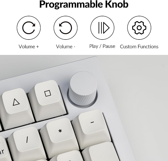 Keychron Q5 Pro QMK/VIA Wireless Custom Mechanical Keyboard, Full Aluminum 96% Layout with Programmable Knob, Double-Gasket Design with Hot-swappable K Pro Brown Switch for Mac Windows Linux - White