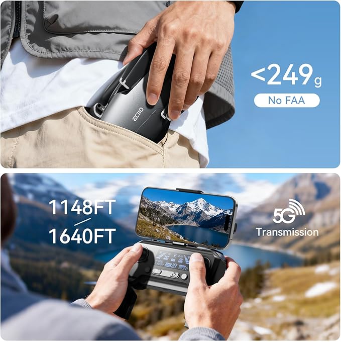 GPS Drone with Camera for Adults 4k,Brushless Motor, Auto Return Home, Follow Me,Optical Positioning,5G FPV Video Transmission,120°FOV Camera, 90°Adjustable Lens,2Batteries, Carrying Case,Under249g