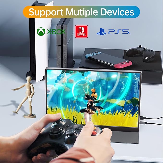 Anyuse Portable 16.0" QHD 2.5K Laptop Monitor - USB C HDMI Gaming Ultra-Slim IPS Display w/Smart Cover & Speakers, HDR Plug&Play, External Monitor for Laptop PC Phone Mac Xbox PS5/PS4 Switch