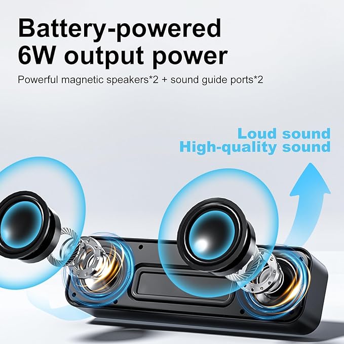 Computer Speakers for Desktop PC,Rechargeable Bluetooth Speaker,Small Computer Soundbar with Stereo & Bass,3.5mm Aux-in,TF Port,Loud Volume for Web Conferences,Teacher,Music (Black)