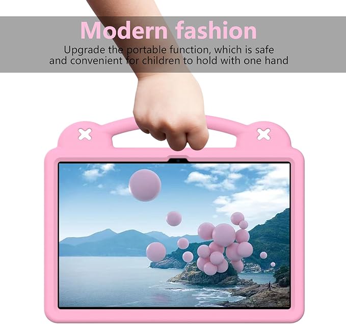 AKABEILA Compatible with Samsung Galaxy Tab A11+ 2025 Tablet Case, Kids Friendly Universal Lightweight Shockproof Protective Case with Shoulder Strap & Stand Handle Pink