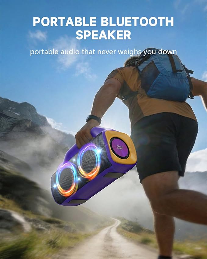IPX67 Waterproof Bluetooth Speaker:80W(Peak) Loud Outdoor Portable Wireless Party Speakers with LED Lights,20H Playtime,Bluetooth 5.3,Deep Bass & TWS for Pool,Beach
