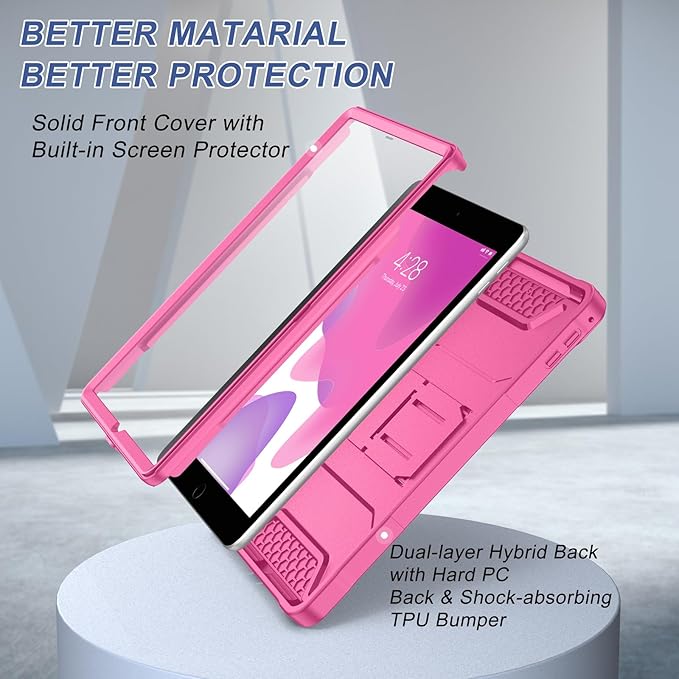 Soke Case for iPad 6th/5th Generation 9.7 Inch 2018/2017,with Built-in Screen Protector and Kickstand, Rugged Full-Body Heavy Duty Protective Cover for Apple iPad Air 2 /Pro 9.7 - Hot Pink
