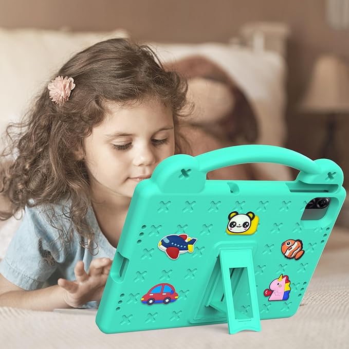 AKABEILA Compatible with Honor Pad X8a 2024/Infinix Xpad 11 inch 2024 Tablet Case, Kids Friendly Universal Lightweight Shockproof Protective Case with Shoulder Strap & Stand Handle Mint Green