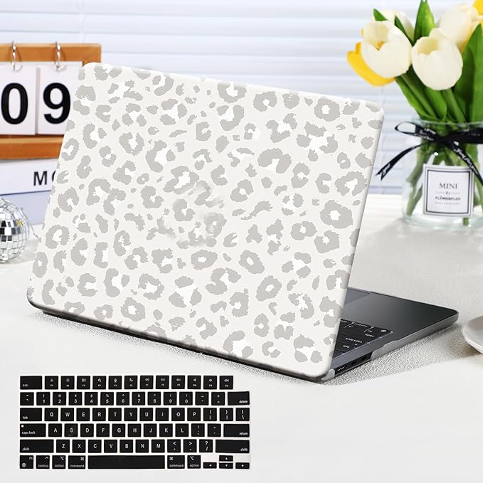 Funut for MacBook Pro 14 inch Case M5 2026 M4 2025 M3 M2 M1 2024-2021 A3427 A3426 A3434 A3112 A3185 A3401 A2918 A2992 A2779 A2442, Printed Plastic Hard Shell Case & Keyboard Cover, Leopard Print