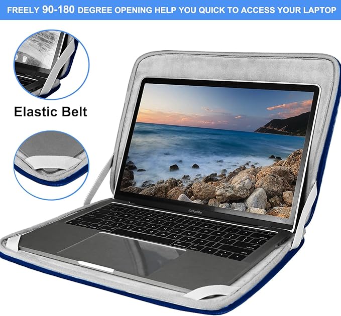 Laptop Case 14 inch, Shockproof Protective Computer Cover Flip Case Briefcase Carrying Bag Compatible with 14" HP, Lenovo, Asus, Acer, Notebook, Chromebook Computer, Blue