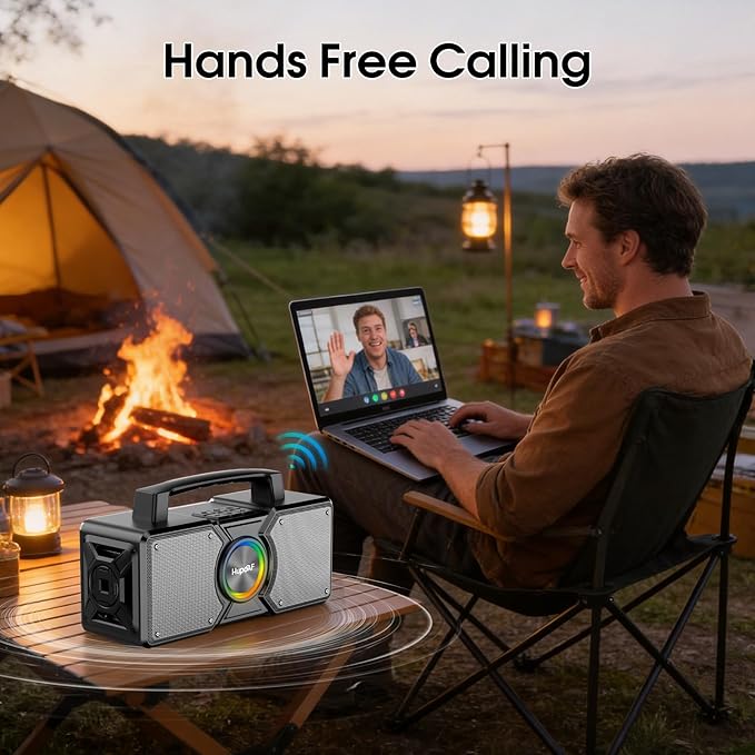 Hupoaf Speakers Bluetooth Wireless,160W Max Loud Bass Outdoor Speaker, IPX7 Waterproof, Boombox Sound, All Day Battery, Wireless TWS Pairing Speaks Portable for Party, Outsides, Beach,Garage