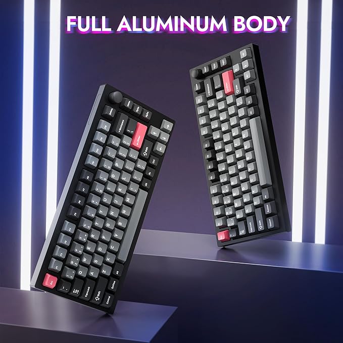LEMOKEY P1 Pro Wireless Custom Mechanical Keyboard, Full Aluminum 2.4 GHz Bluetooth RGB Backlit 75% Layout with Hot-swappable KEYCHRON Super Banana Switch Compatible with Mac Windows Linux