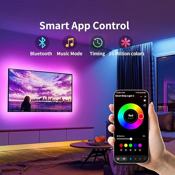 KSIPZE LED Lights for TV, 13.1ft TV led Backlight for 40-55Inch TVs RGB TV Backlight Behind Music Sync Bluetooth APP & Button Control TV LED Strip Lights USB Powered for Bedroom/Gaming