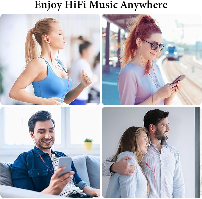 APETOO USB C Headphones for iPad Pro iPhone 17/Air/16e/15/16 Pro Max Plus, HiFi Stereo USB-C Wired Earbuds with Microphone Volume Control Type C Earphones for Samsung S25 S26 S24/S23/S22/S21/S20, Red