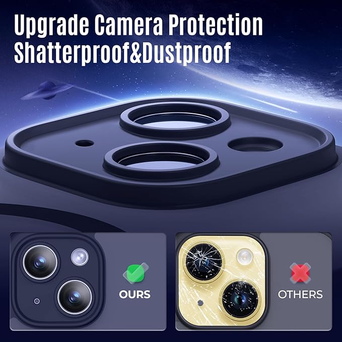 Symcele Designed for iPhone 14 Case, Compatible with MagSafe, with Privacy Screen Protectors X2, [Camera Protection] [15FT Military Drop Protection] Shockproof Phone Case, 6.1", Deep Blue