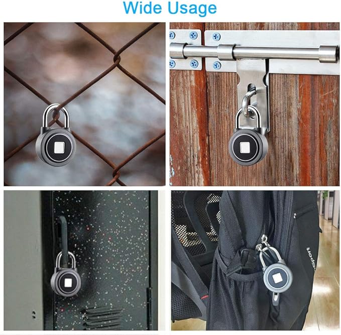 Fingerprint Padlock, Bluetooth Lock, Mobile APP, MEGAFEIS Smart Padlock with Keyless Biometric, Water Resistant, Suitable for Gym, Sports, Bike, School, Locker and Storage(Grey)
