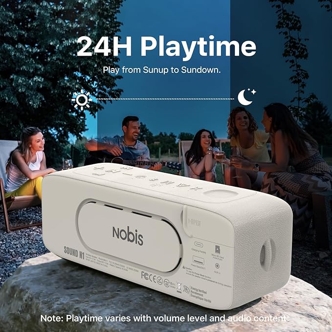 NOBIS Bluetooth Speaker, IP68 Waterproof, Bluetooth 6.0,Portable Speaker Wireless with 20W Loud TWS Stereo Sound, 24H Playtime, Voice Assistant Support, TF Card Slot & AUX Input, for Camping, Travel