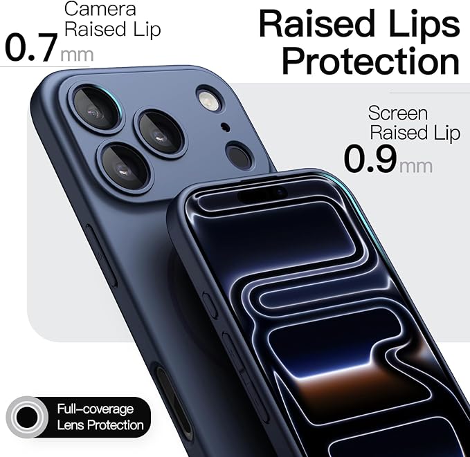 JETech Magnetic Slim Case for iPhone 17 Pro Max 6.9-Inch, Compatible with MagSafe, Ultra-Thin Lightweight Minimalist Phone Cover with Matte Finish and Full Camera Lens Protection (Dark Blue)