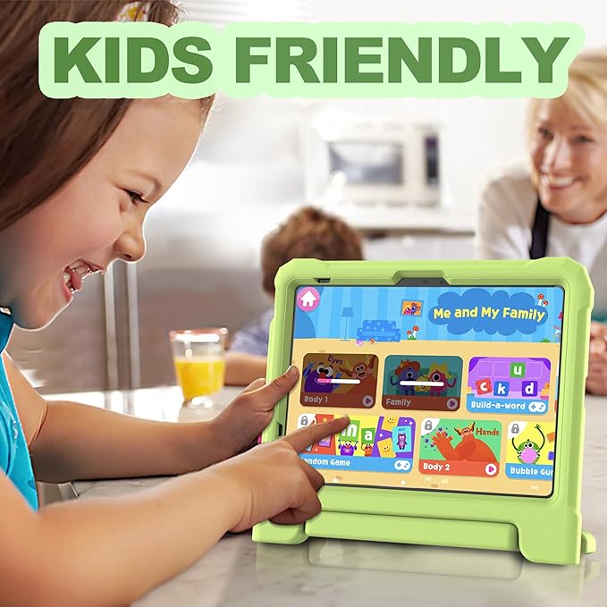 YIHE Kids Case for iPad (A16) 11th Generation 11 Inch 2025 & iPad 10th Generation 10.9 inch 2022, with Built-in Screen Protector and Handle Stand, Full Body Shockproof Protective Cover, LightGreen