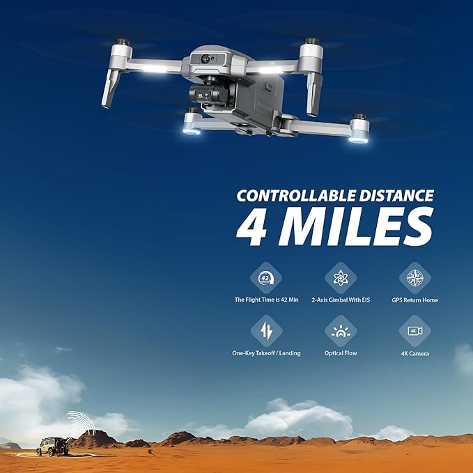 Contixo Drone for Adults, 4K Camera, 2-Axis Gimbal & EIS, Obstacle Avoidance, 5.5" Touch Screen Remote, GPS & Optical Flow, Brushless Motor, 4 Miles Flight & FPV Transmission, 42 * 4 Min Flight Time
