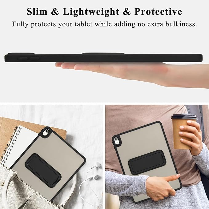 Shockproof Case for iPad Air 11-inch M4/M3/M2 (2026/2025/2024) for Women Men, Kickstand Slim Fit Rugged Bumper Lightweight Anti-Scratch Bumper Case Cover for iPad Air 11", Black