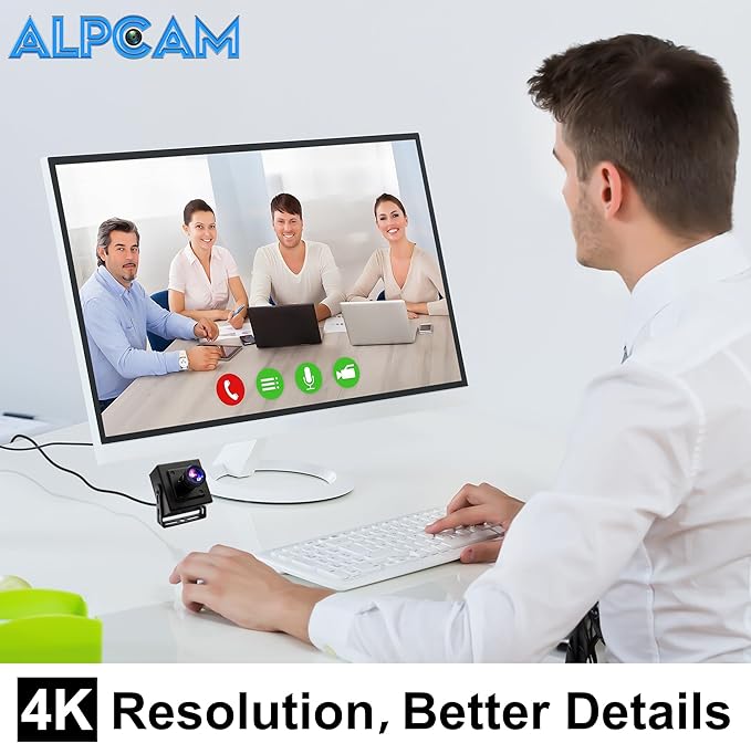 4K USB Camera Ultra HD 2160P Webcam with IMX317 Sensor,170 Degree Fisheye Lens USB Camera Module with Dual Microphone, Plug and Play USB Webcam for Windows/Mac/Linux/Raspberry Pi