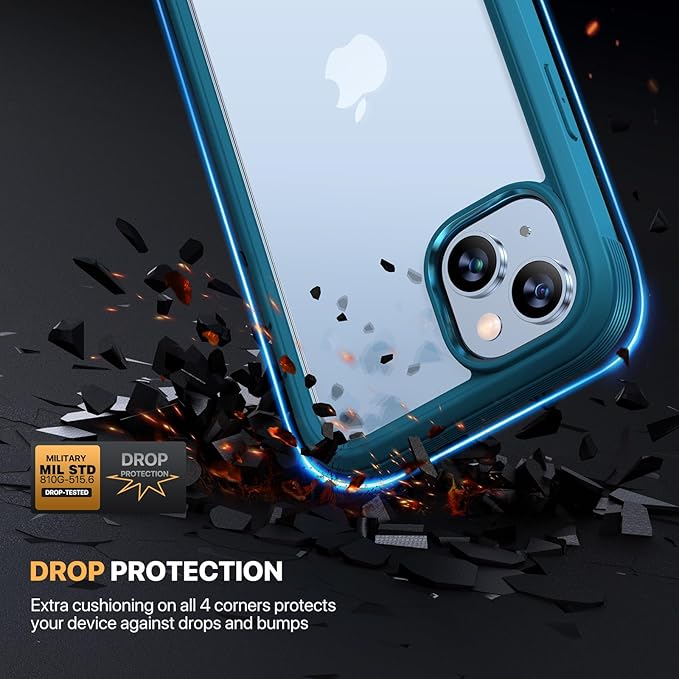 Diaclara Designed for iPhone 15 Case, Full Body Rugged Case with Privacy Built-in Touch Sensitive Anti-Scratch Screen Protector, with Camera Lens Protector for iPhone 15 6.1", Blue