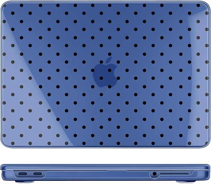 DONGKE for MacBook Neo 13 Inch Case 2026 (Model A3404, A18 Pro chip), Stylish Pattern Protective Hard Shell with Screen Protector, Keyboard Cover & USB-C Adapter - Indigo Polka Dots