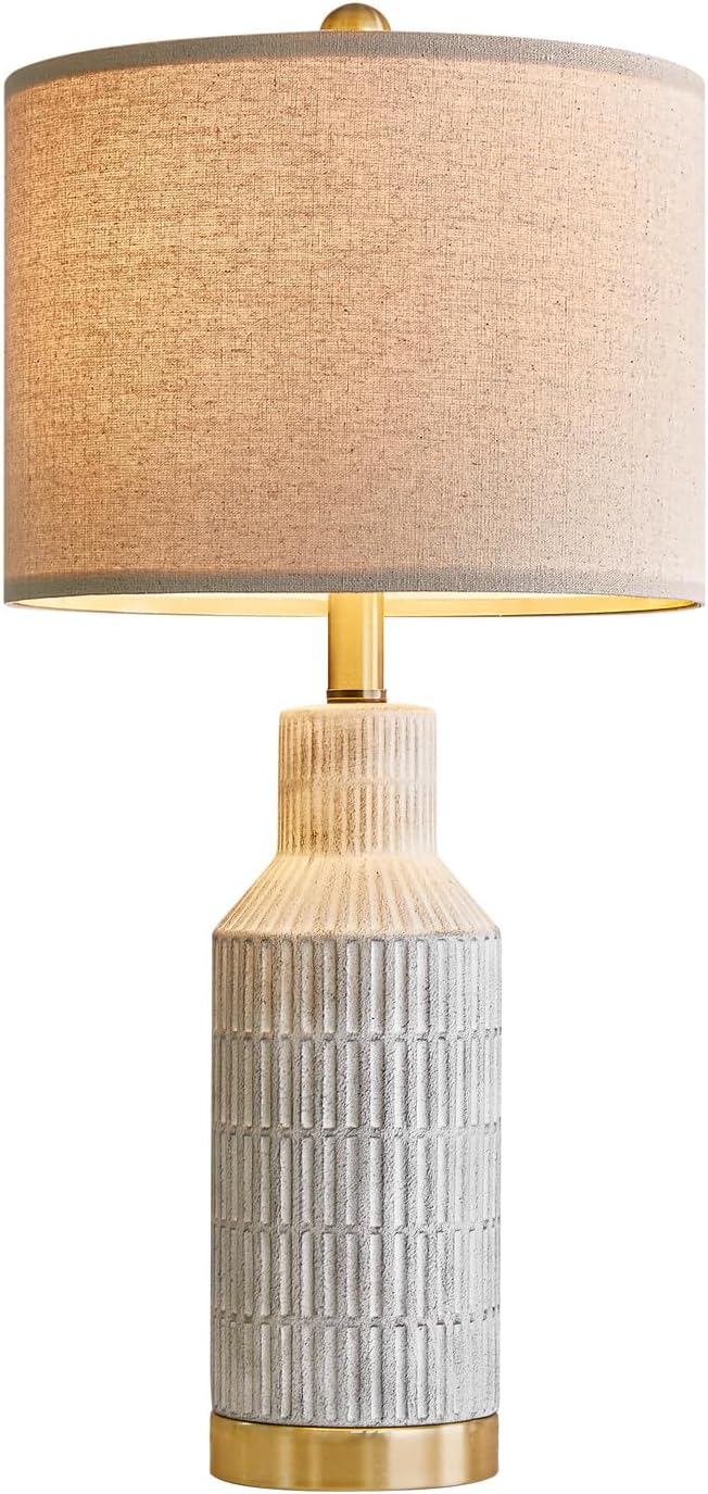 USumkky 25" Modern Ceramic Lamps Single Table Lamp for Living Room Bedroom Farmhouse Nightstand Bedside Lamps