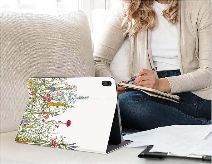 iPad Air 11 Inch Case (M4/M3/M2) 2026/2025/2024, iPad Air 5th/4th Generation Case 10.9 Inch 2022/2020 Women Girls Multi-Angle Viewing with Adjustable Stand Shockproof Auto Wake/Sleep, Flowers