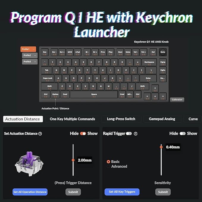 Keychron Q1 HE QMK Rapid Trigger Wireless Custom Mechanical Keyboard, 2.4 GHz/Bluetooth/Wired 75% Hot-Swappable Programmable RGB Gateron Double-Rail Magnetic Switches for Mac Windows, Shell White