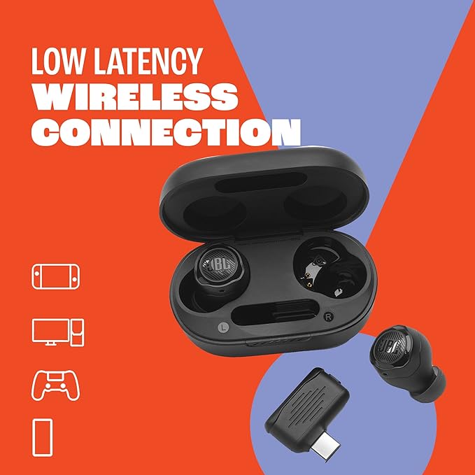 JBL Quantum TWS AIR - True Wireless Gaming Earbuds with Smart Ambient Technology, Low Latency 2.4GHz USB-C dongle or Bluetooth, 4 beamforming Microphones (Black)