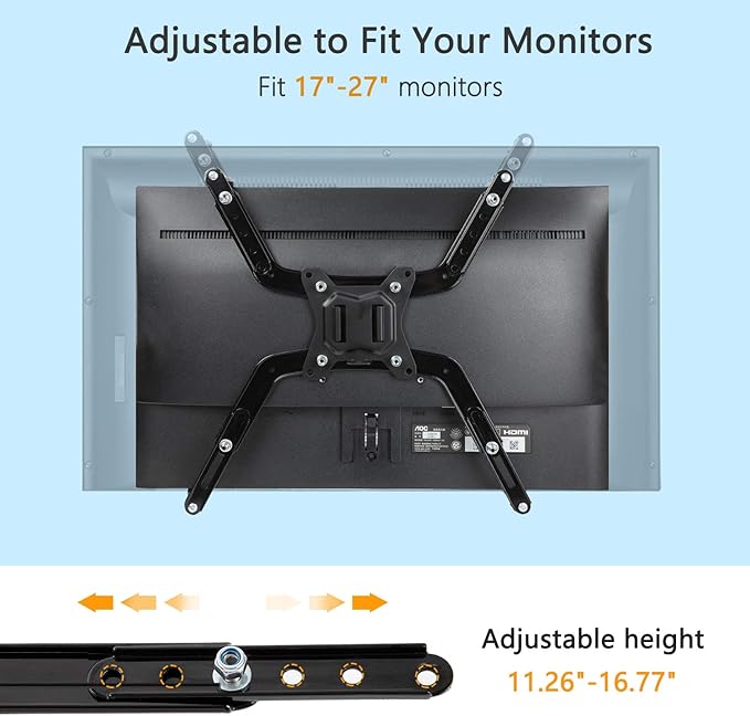 HUANUO Universal VESA Mount Adapter Kit, Non-VESA Adapter for 17 to 27 Inch Monitor Screens to 75x75 VESA Mount