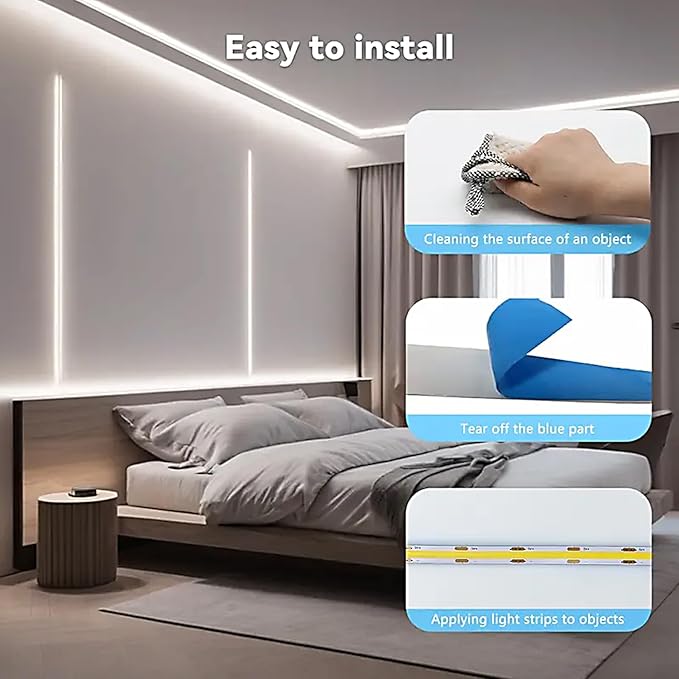 ZSLAIFU A 5V USB LED Light Strip, COB LED Strip Lights, White 5V LED Lights, Small LED Strip Light, TV Lights for TV Under Cabinet Kitchen Living Room Shelving or Displays (White, 3.28ft)