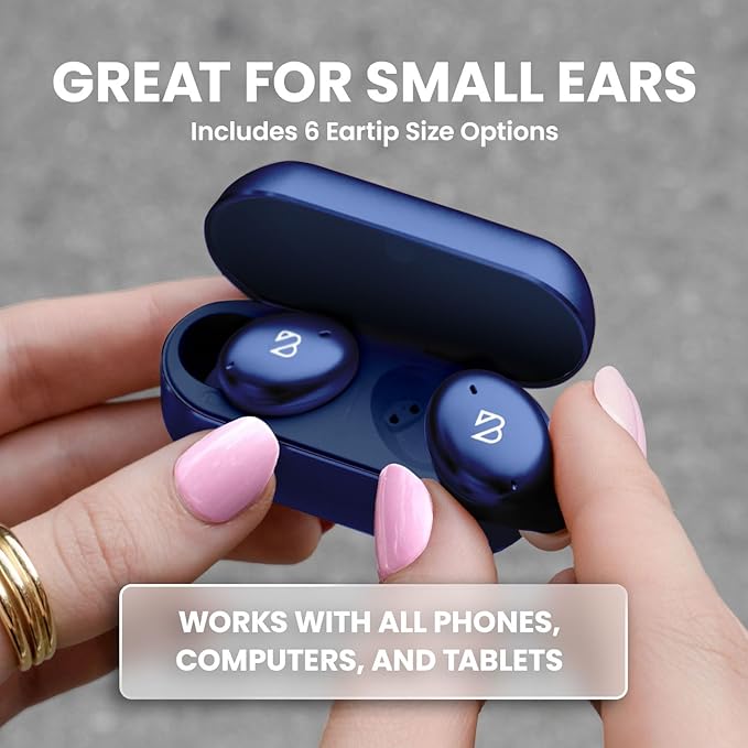 Back Bay Audio Tempo 30 Wireless Earbuds for Small Ears - Award-Winning Sound, Sweatproof Bluetooth Earbuds, Tech Fitness Gifts for Men, Comfortable Bluetooth Ear Buds for Women - Navy