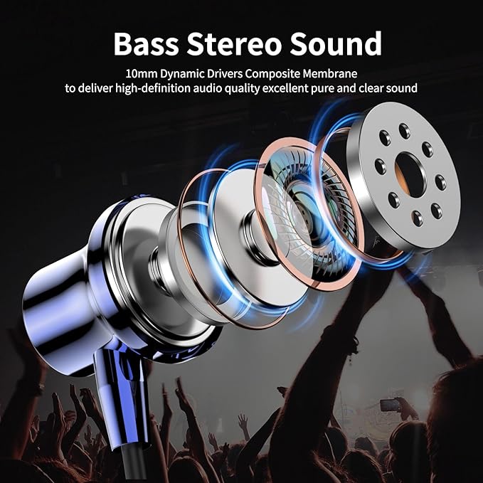 COOYA USB C Headphone Type C Wired Earbuds Bass Stereo Magnetic for iPhone 17 16 Pro Max 15 Plus iPad 11 Pixel 9 8 Noise Canceling in-Ear Earphone+Mic for Samsung S26 S25 Ultra S24 A16 for OnePlus 13