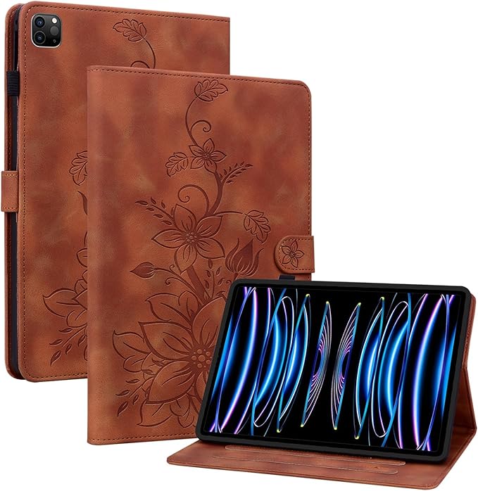 Case for iPad Pro 12.9 inch 6th/5th/4th/3rd Generation 2022/2021/2020/2018, Auto Wake/Sleep Supports Pencil Pro and Pencil(USB-C) Magnetic Clasp Stand, Brown