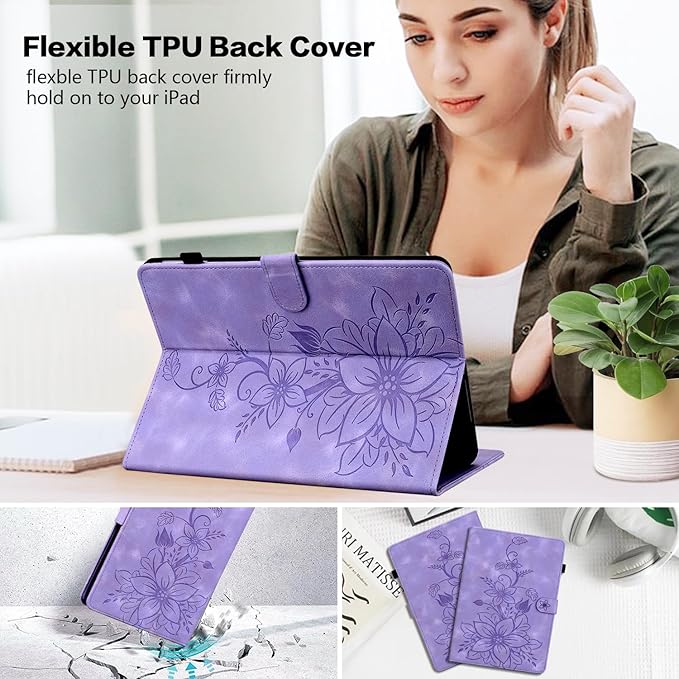 Case for iPad Pro 12.9 inch 6th/5th/4th/3rd Generation 2022/2021/2020/2018, Auto Wake/Sleep Supports Pencil Pro and Pencil(USB-C) Magnetic Clasp Stand, Purple