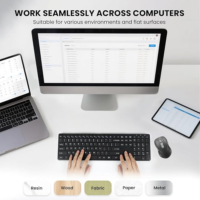Wireless Bluetooth Mouse,Multi Device Ergo Computer Mouses,Metal 4-Way Super Scrolling,± 3200 DPI,10 Buttons,Plug&Play,Quiet,Rechargeable,USB Cordless Mice for Laptop,Tablet,Mac,iPad,PC,Phone All Grey