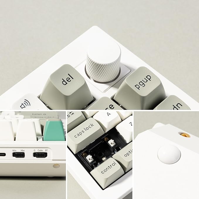 Keychron Q1 Max RGB QMK/VIA Custom Mechanical Keyboard, Full Metal Programmable Knob 2.4 GHz/Bluetooth/Wired Keyboard with Hot-Swappable Gateron Jupiter Red Switch for Mac Windows Linux - White