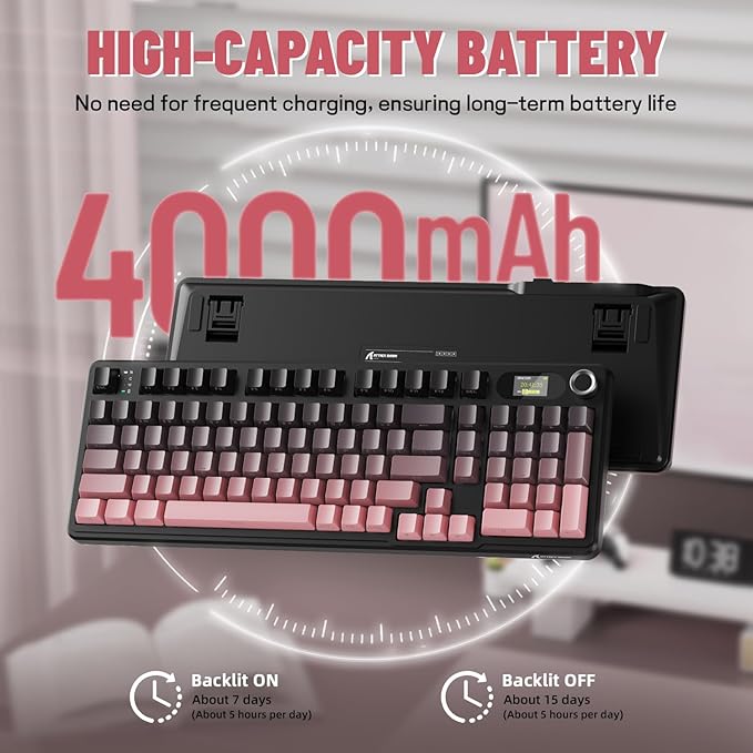 ATTACK SHARK X98PRO Wireless Mechanical Keyboard,Multi-Function Knob&TFT Screen,Tri-Mode BT/2.4GHz/USB-C Keyboard,Hot-Swappable RGB Backlit,4000mAh 98 Keys,Cloud Drive,for Win/Mac/Linux-BlackBerry